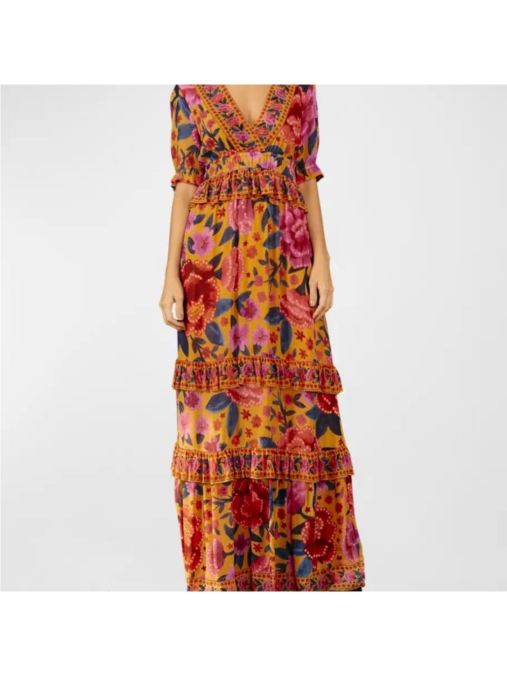 FARM Rio Floral Dream V-Neck Maxi Dress in size XS - Picture 5 of 10